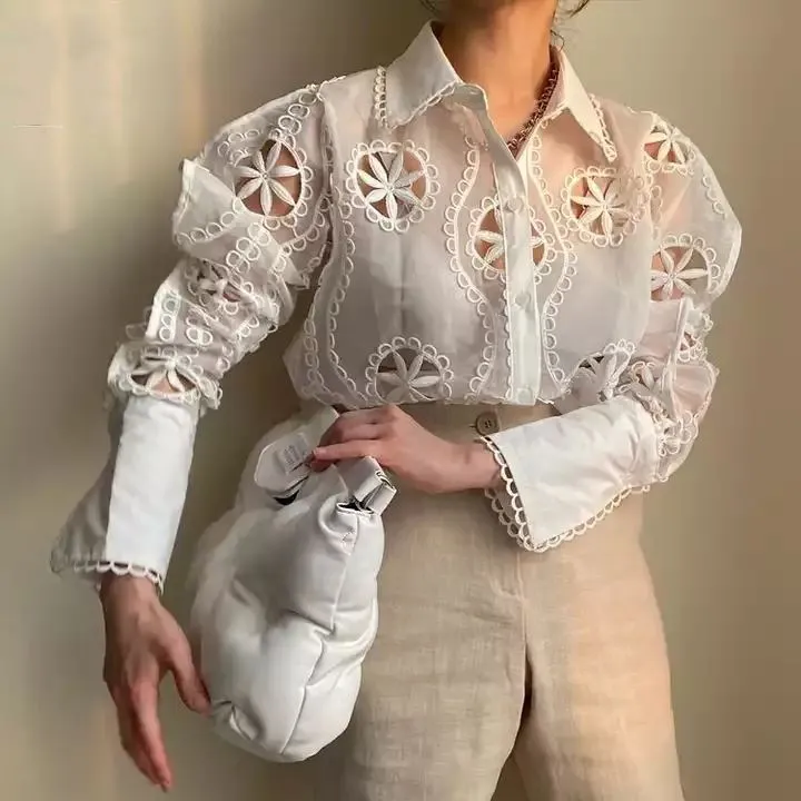 White Cotton Long Sleeve T Shirt Womens